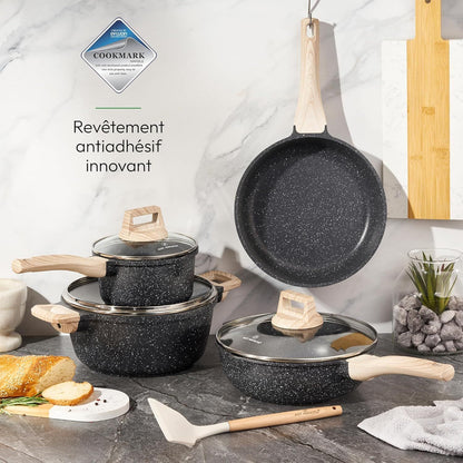 Just Perfecto JL-32: 13 Pieces Granite Cookware Set - Black