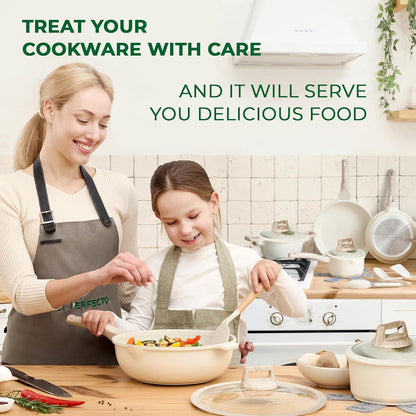 Just Perfecto JL-888: 14 Pieces Granite Cookware Set - Biege