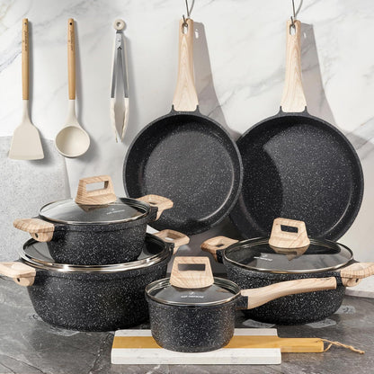 Just Perfecto JL-27: 15 Pieces Cookware Set - Black
