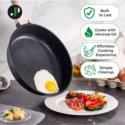 Just Perfecto JL-778: 14 Pieces Granite Cookware Set - Black