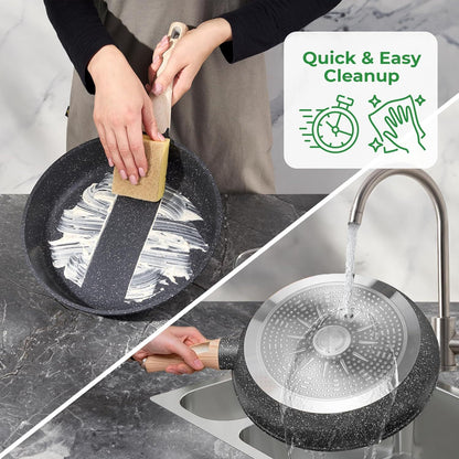 Just Perfecto JL-778: 14 Pieces Granite Cookware Set - Black