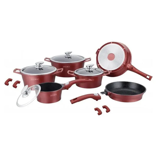 14 pcs, cookware set, Burgundy, Red, Royalty Line