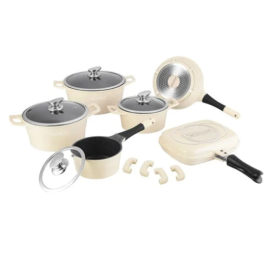 15pcs, cookware set, Cream/Beige, Royalty Line RL-ES1015M