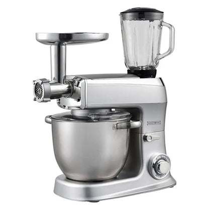 3 in 1 Food Processor - 7.5 L Food Robot - Powerful 2100W Food Processor - Kitchen Mixer With Blender & Meat Grinder - Silver