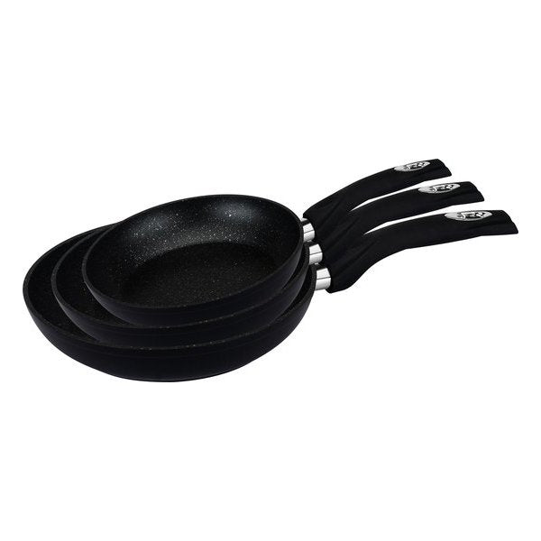Royaltyline Black Aluminium Frying Pan Set – 20, 24 & 28cm