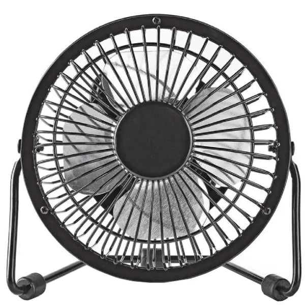 10cm, desk fan, USB powered, metal blades, 3W, Nedis, black