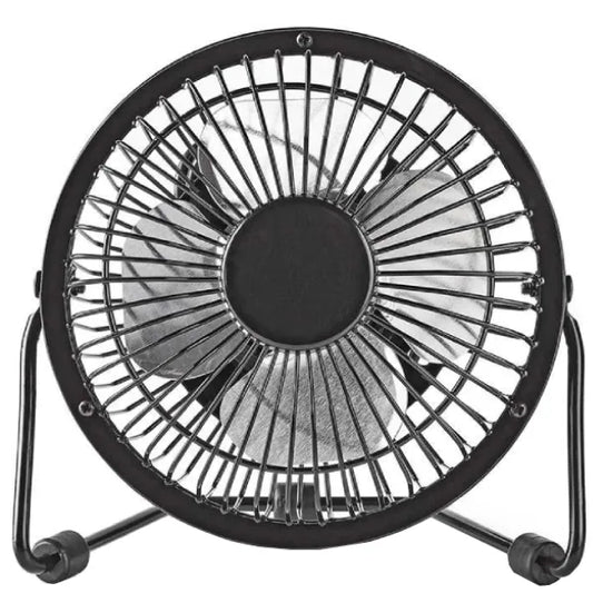 10cm, desk fan, USB powered, metal blades, 3W, Nedis, black