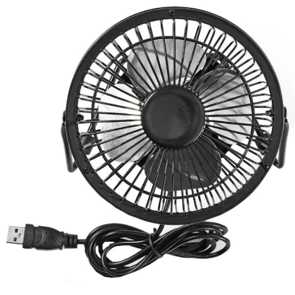 10cm, desk fan, USB powered, metal blades, 3W, Nedis, black