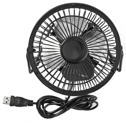 10cm, desk fan, USB powered, metal blades, 3W, Nedis, black