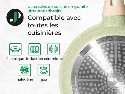 Just Perfecto JL-723: 21 Pieces Granite Cookware Set - Green