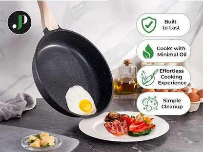 Just Perfecto JL-998: 11 Pieces Granite Cookware Set with Removable Handle - Black
