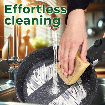 Just Perfecto JL-998: 11 Pieces Granite Cookware Set with Removable Handle - Black