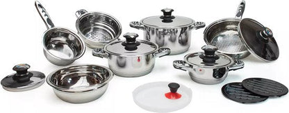16 pcs, Cookware Set, Marble-coated, Induction-ready, Silver, ROYALTYLINE
