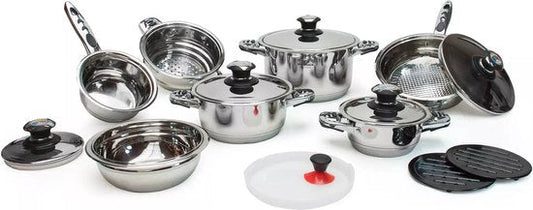 16 pcs, Cookware Set, Marble-coated, Induction-ready, Silver, ROYALTYLINE