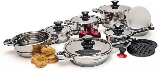 16 pcs, Cookware Set, Marble-coated, Induction-ready, Silver, ROYALTYLINE