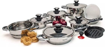 16 pcs, Cookware Set, Marble-coated, Induction-ready, Silver, ROYALTYLINE