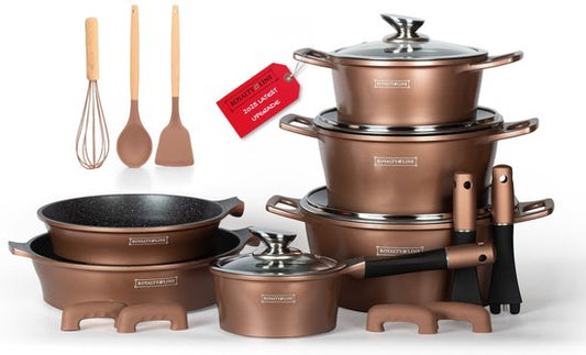 6pc Set Cast Aluminum Cookware Copper, Brown