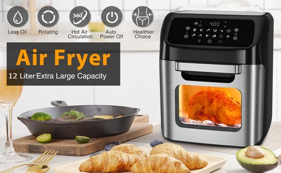 12.0Ltr Air-Fryer, 1800W, Mini Oven, Silver/Black