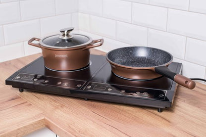 6pc Set Cast Aluminum Cookware Copper, Brown