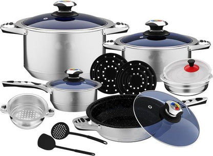 16 pcs, Cookware Set, Dishwasher-safe, Induction-ready, Silver
