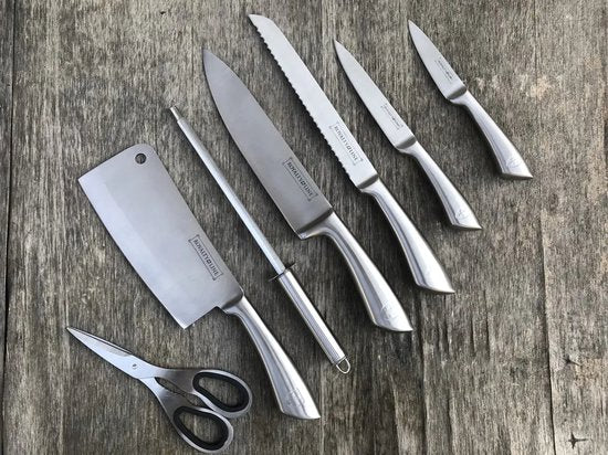 8 pcs, knife stand set, silver,  Royalty Line RL-KSS804