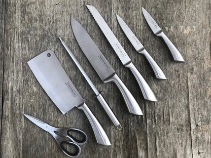 8 pcs, knife stand set, silver,  Royalty Line RL-KSS804
