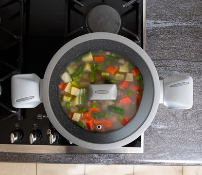 10 pcs, Cookware Set, Marble-coated, Induction-ready, Silver, ROYALTYLINE