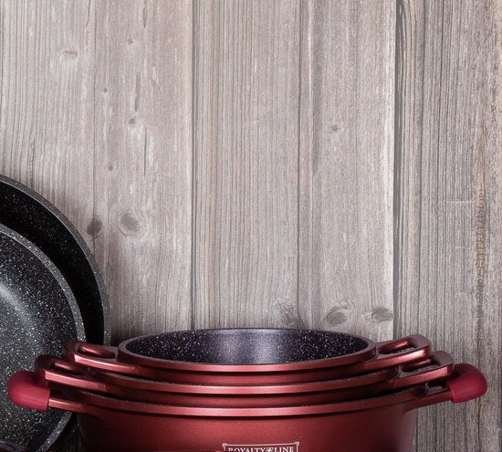 14 pcs, cookware set, Burgundy, Red, Royalty Line