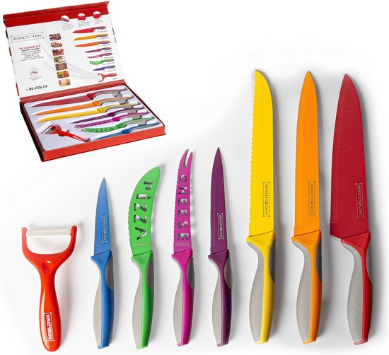 7 pcs, multi-colored, knife set, Royalty Line RL-COL7A
