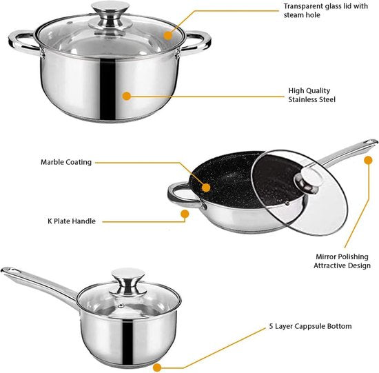 12pcs, cookware set, stainless-steel, Royalty Line