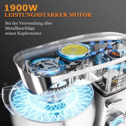 1900W, Multifunctional Mixer, Kitchen Machine, Silver