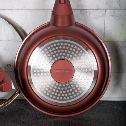 10 Pieces Ceramic Coated Cookware Set Burgundy, Royalty Line RL-BS1010M