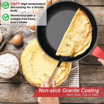 10 Pieces Ceramic Coated Cookware Set Burgundy, Royalty Line RL-BS1010M
