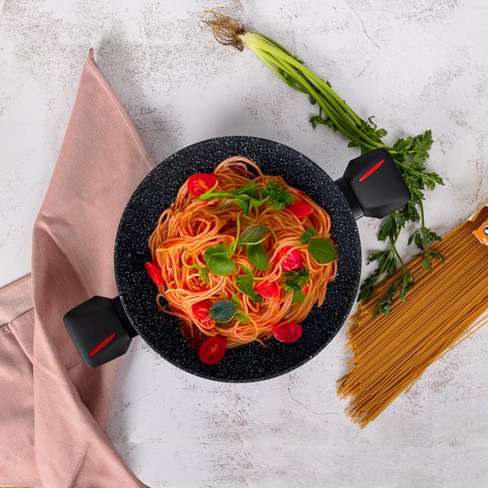 10 pcs, Cookware Set, Marble-coated, Induction-ready, Black, ROYALTYLINE