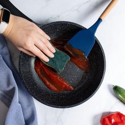 13 Piece Pan Sets with Non-Stick Coating - Pans for All Heat Sources - Blue