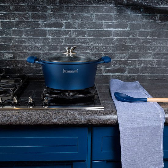 17 pcs, Cookware Set, Marble-coated, Induction-ready, Dark, Blue, ROYALTYLINE