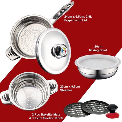 16 pcs, Cookware Set, Marble-coated, Induction-ready, Silver, ROYALTYLINE