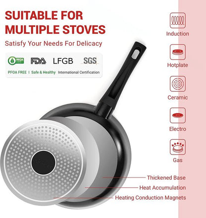 13 Piece Cookware Sets with Non-Stick Coating - Pans for All Heat Sources - Copper
