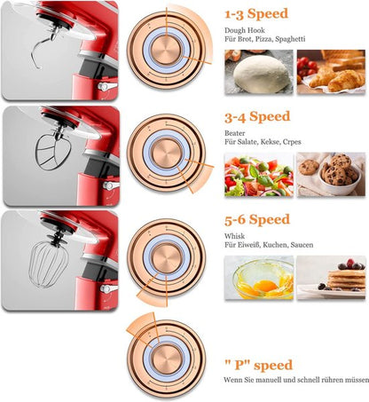 1900W, Multifunctional Mixer, Kitchen Machine, Red