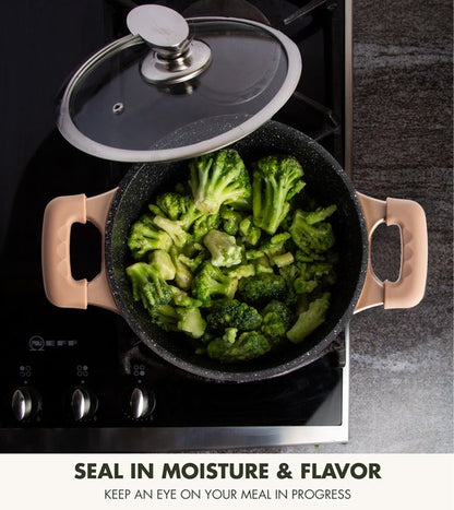 6pc Set Cast Aluminum Cookware Copper, Brown