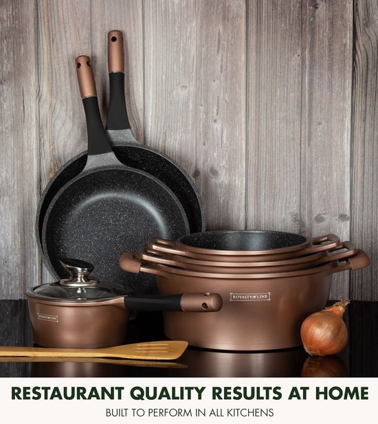 6pc Set Cast Aluminum Cookware Copper, Brown