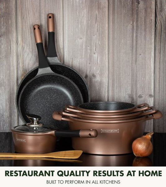 6pc Set Cast Aluminum Cookware Copper, Brown