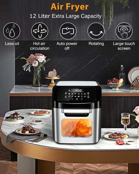 12.0Ltr Air-Fryer, 1800W, Mini Oven, Silver/Black