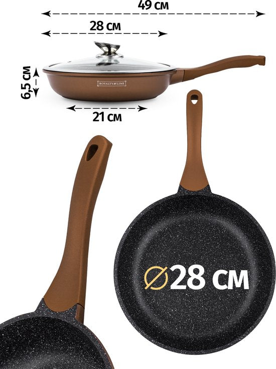 13 Piece Cookware Sets with Non-Stick Coating - Pans for All Heat Sources - Copper