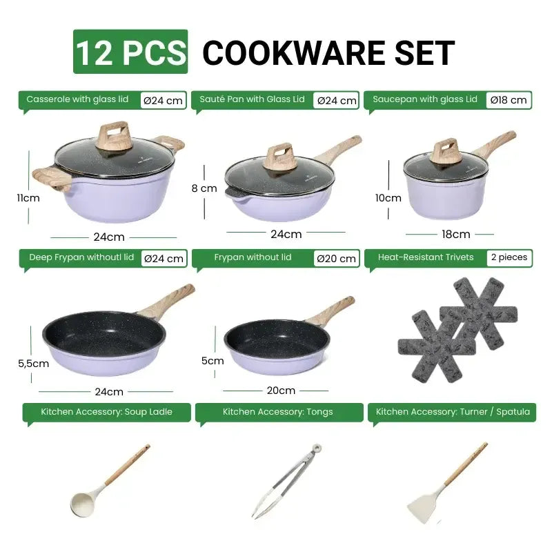 Just Perfecto JL-34 13-Piece Granite Coated Cookware Set - Blue