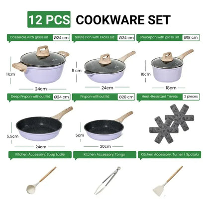 Just Perfecto JL-34 13-Piece Granite Coated Cookware Set - Blue