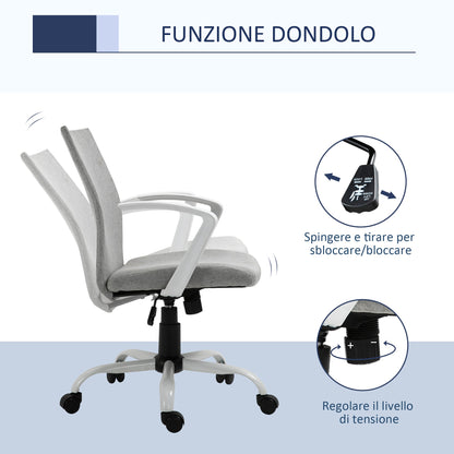 Ergonomic and swivel from office chair, adjustable height in Grey fabric, 61x61x89-99cm
