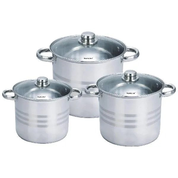 RoyaltyLine SP4 Deep Saucepan Set with Glass Lids – 3 Pieces