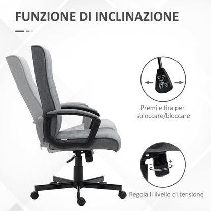 Swivel Office Chair with Rocking Function and Adjustable Height, 65x72x102-112.5cm, Grey