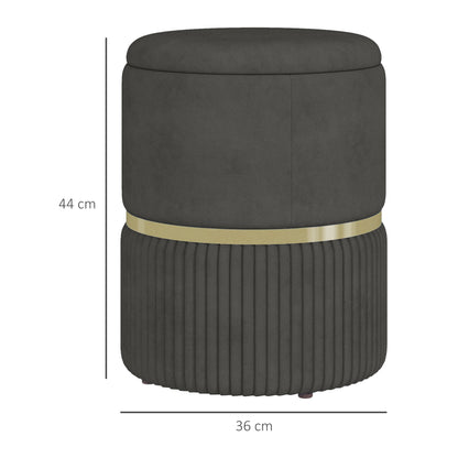 Storage Pouf 120 kg max for Living Room, Entrance and Bedroom, in Polyester, 36x36x44 cm, Grey